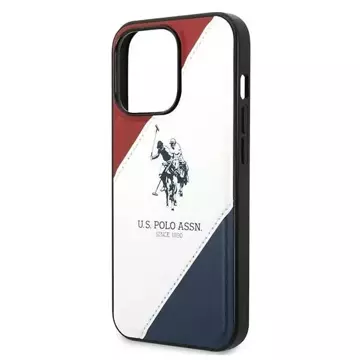 US Polo USHCP14XPSO3 Handyhülle für Apple iPhone 14 Pro Max 6.7" weiß/weiß Tricolor geprägt