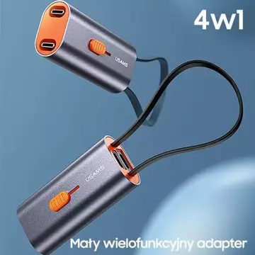 USAMS Adapter 4w1 2xUSB-C / USB-C na USB-A/ USB-C na Lightning 60W Stalowy/Steel SJ560USB01 (US-SJ560)