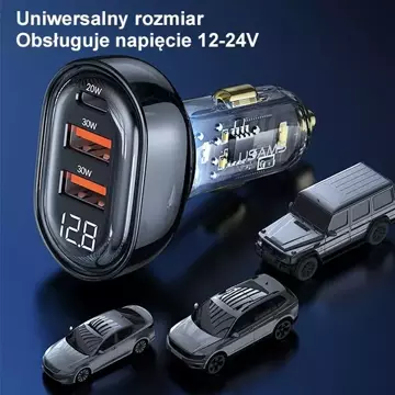 USAMS Autoladegerät 2xUSB 1xUSB-C 80W Fast Charge schwarz/schwarz CC159CC01 (US-CC159)