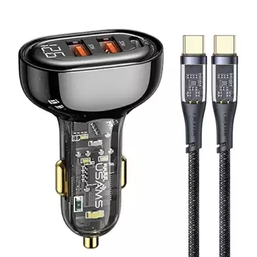 USAMS Autoladegerät 2xUSB 1xUSB-C 80W USB-C Schnellladekabel - USB-C BXLACCTC01