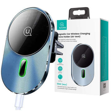 USAMS Magnetic Car Wireless Charging 15W Induktions-Autotelefonhalter für die Lüftungsöffnung. CD170DZ01 (US-CD170) grau/grau