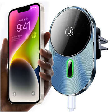 USAMS Magnetic Car Wireless Charging 15W Induktions-Autotelefonhalter für die Lüftungsöffnung. CD170DZ01 (US-CD170) grau/grau