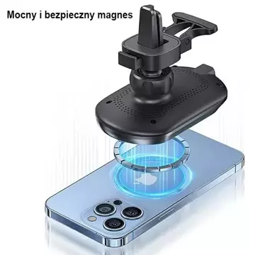 USAMS Magnetic Wireless Charging 15W induktiver Telefon-Autohalter für Lüftungsschlitze. CD182ZJ01 (US-CD182) schwarz/schwarz