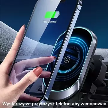 USAMS Magnetic Wireless Charging 15W induktiver Telefon-Autohalter für Lüftungsschlitze. CD182ZJ01 (US-CD182) schwarz/schwarz