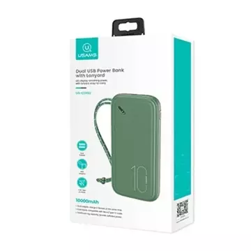 USAMS Powerbank PB56 10000mAh 2xUSB / USB-C / MicroUSB Fast Charge zielony/ dunkelgrün 10KCD15003 (US-CD150)