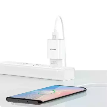 USAMS Wandladegerät 1xUSB T21 USB-C weiß/weiß 2.1A Schnellladekabel T21OCTC01