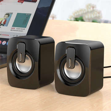 USB 2.0 Alogy Mini-Stereo-Kabellautsprecher HIFI-Computerlautsprecher mit Mikrofon Schwarz