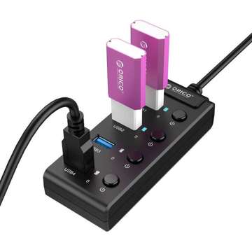 USB 3.0-Hub. Orico mit Schaltern, 5x USB (schwarz)