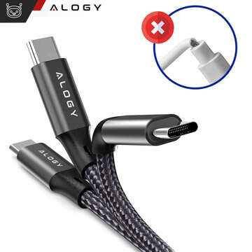 USB-C Typ C Kabel stark schnell 60 W PD 1 m für iPhone 15/Pro/Max Nylonkabel Alogy Schwarz