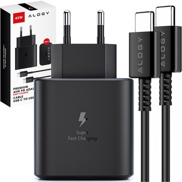 USB-C Typ C PD Premium Wandladegerät schnelles 45W 3A Typ-C Kabel 1M Alogy schwarz