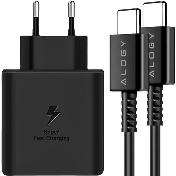 USB-C Typ C PD Premium Wandladegerät schnelles 45W 3A Typ-C Kabel 1M Alogy schwarz