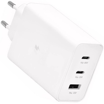 USB-Ladegerät 2x USB-C Typ C Schnellladung Power Delivery PD 65W Weiß