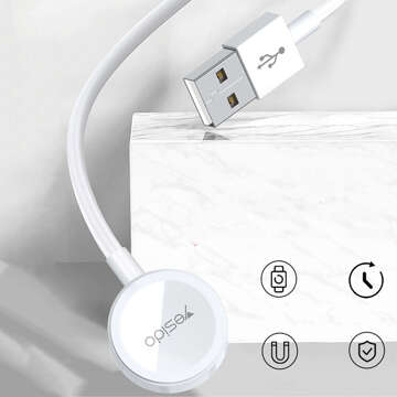 USB-Ladekabel 2in1 magnetisches Induktionsladegerät für Apple Watch Kabel für iPhone Lightning Yesido CA70 2,4A 1,2m Weiß