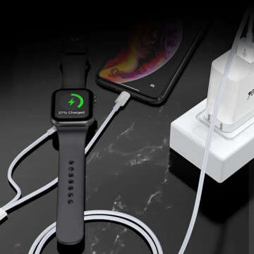 USB-Ladekabel 2in1 magnetisches Induktionsladegerät für Apple Watch Kabel für iPhone Lightning Yesido CA70 2,4A 1,2m Weiß