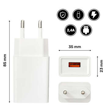 USB-Wandladekabel USB-C Typ C 1 m für iPhone 15 schnell 2,4 A 12 W Denmen Weiß