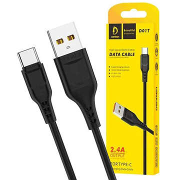 USB auf USB-C Typ C Kabel Denmen D01T Schnellladung 2.4A 1m Schwarz