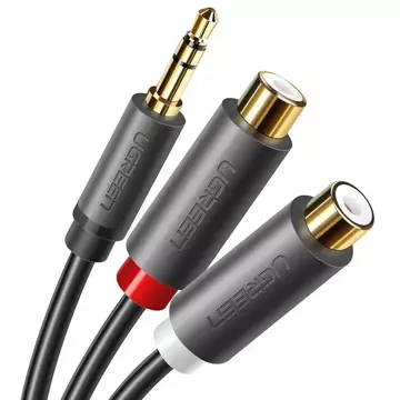 Ugreen Audioadapter Klinke 3,5 mm Stecker auf 2 x RCA Buchse Kabel 0,25 m grau (AV109)