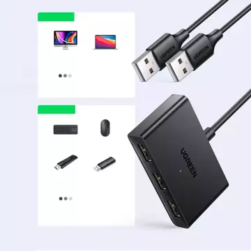 Ugreen Switch Adapter Schaltbox USB 2 Eingänge - 3 Ausgänge schwarz (CM409)