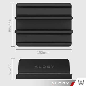 Vertikaler Ständer für Laptop, Telefon, Tablet, 3-in-1-Organizer, verstellbarer Schreibtischständer, Alogy, Schwarz