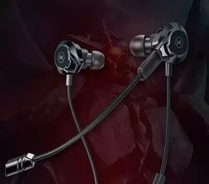 WK Design In-Ear Gaming Voice Changer Kopfhörer (Soundeffekte) USB Type C Mikrofon Fernbedienung Schwarz (Y28 Black)