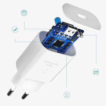 Wandladegerät 3,6 A, 25 W, schnelle Stromversorgung, PD, USB-C, Typ C, einzelnes weißes USB-C-Kabel