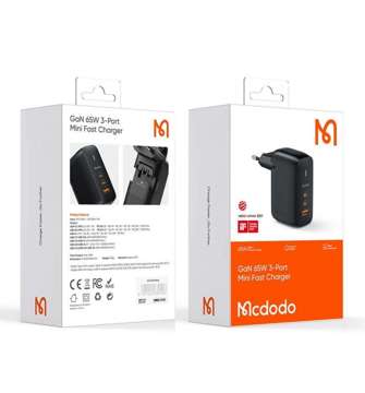 Wandladegerät GaN 65W Mcdodo CH-0291 2x USB-C, USB-A (schwarz)