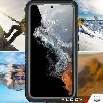 Wasserdichte Hülle für Samsung Galaxy S23 360 Alogy Armored Armor IP68 mit Umhängeband Schwarz