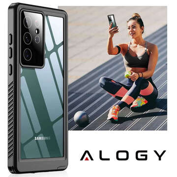 Wasserdichte Hülle für Samsung Galaxy S23 Ultra 360 Alogy Armor IP68 mit Umhängeband Schwarz