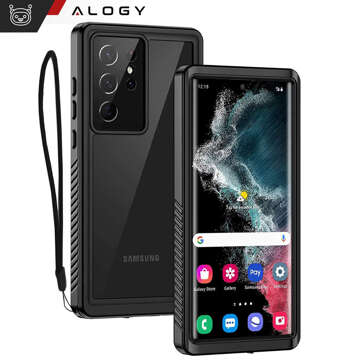 Wasserdichte Hülle für Samsung Galaxy S23 Ultra 360 Alogy Armor IP68 mit Umhängeband Schwarz