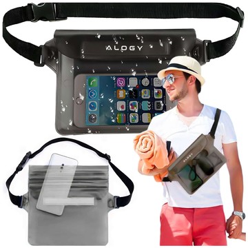 Wasserdichte Tasche Hüfttasche für Telefon Wasserdichte Hülle 21,5 x 23,5 cm Alogy Waterproof Schwarz