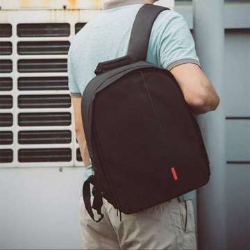 Wasserdichter Rucksack Alogy Tasche für Kamera Fotoausrüstung und Zubehör geräumig Schwarz und Rot