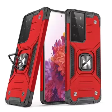 Wozinsky Ring Armor Tough Hybrid Case Magnetic Cover Halter für Samsung Galaxy S22 Ultra rot