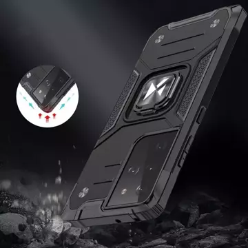 Wozinsky Ring Armor Tough Hybrid Case Magnetic Cover Halter für Samsung Galaxy S22 Ultra schwarz