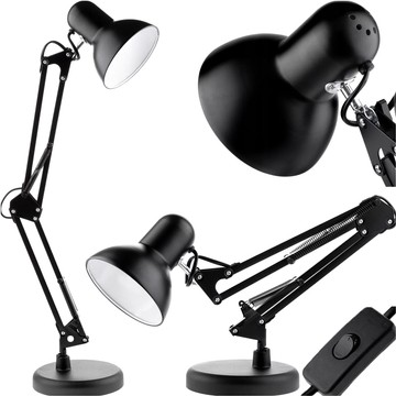 Zeichnung Schreibtischlampe Nachtlampe E27 LED Lampenschirm für Schreibtisch verstellbar Schwarz