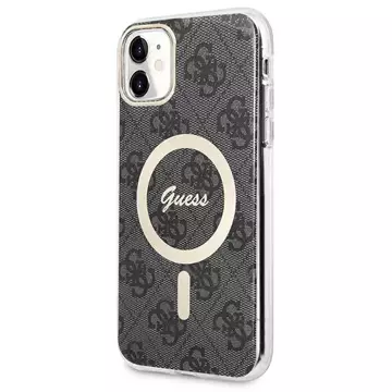 Zestaw Guess GUBPN61H4EACSK Case Charger iPhone 11 6,1" Czarny/Black Hard Case 4G Print MagSafe