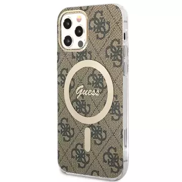 Zestaw Guess GUBPP12MH4EACSW Hülle Ladegerät iPhone 12/12 Pro braun/braun Hartschale 4G MagSafe Print