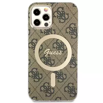 Zestaw Guess GUBPP12MH4EACSW Hülle Ladegerät iPhone 12/12 Pro braun/braun Hartschale 4G MagSafe Print