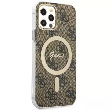 Zestaw Guess GUBPP12MH4EACSW Hülle Ladegerät iPhone 12/12 Pro braun/braun Hartschale 4G MagSafe Print