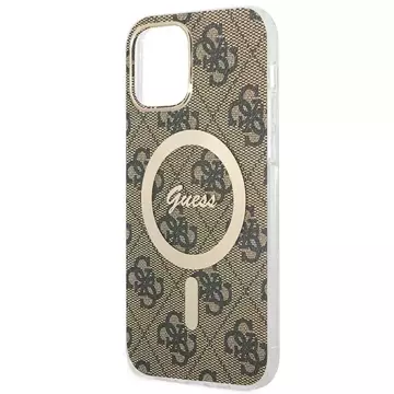 Zestaw Guess GUBPP12MH4EACSW Hülle Ladegerät iPhone 12/12 Pro braun/braun Hartschale 4G MagSafe Print