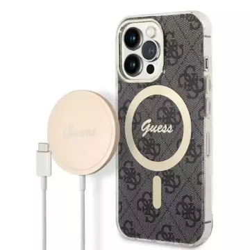 Zestaw Guess GUBPP14XHMEACSK Hülle Ladegerät iPhone 14 Pro Max 6,7" czarny/schwarz Hartschale MagSafe Marble