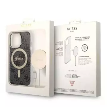 Zestaw Guess GUBPP14XHMEACSK Hülle Ladegerät iPhone 14 Pro Max 6,7" czarny/schwarz Hartschale MagSafe Marble