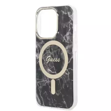 Zestaw Guess GUBPP14XHMEACSK Hülle Ladegerät iPhone 14 Pro Max 6,7" czarny/schwarz Hartschale MagSafe Marble