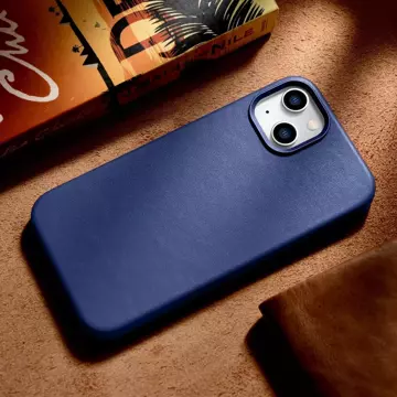 iCarer Case Leder Echtleder Handyhülle für iPhone 14 Plus Blau (MagSafe kompatibel)