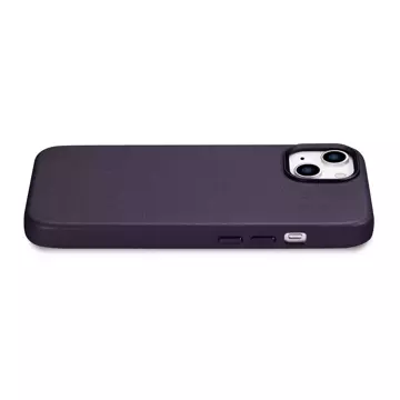 iCarer Case Leder Echtleder Handyhülle für iPhone 14 Plus Dunkellila (MagSafe-kompatibel)