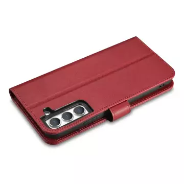 iCarer Haitang Leder Wallet Case Ledertasche für Samsung Galaxy S22 (S22 Plus) Wallet Gehäuse Cover Rot (AKSM05RD)