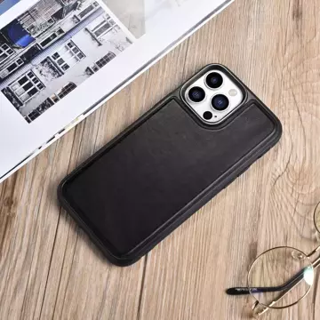 iCarer Leather Oil Wax Case mit echtem Leder bezogen für iPhone 13 Pro Max schwarz (ALI1214-BK)