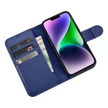 iCarer Wallet Case 2in1 Cover iPhone 14 Plus Anti-RFID Leder Flip Case Blau (WMI14220727-BU)