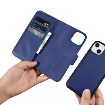 iCarer Wallet Case 2in1 Cover iPhone 14 Plus Anti-RFID Leder Flip Case Blau (WMI14220727-BU)