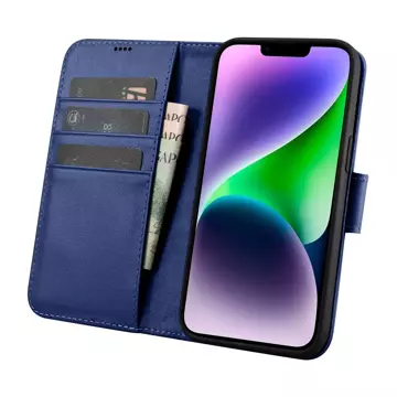 iCarer Wallet Case 2in1 Cover iPhone 14 Plus Anti-RFID Leder Flip Case Blau (WMI14220727-BU)