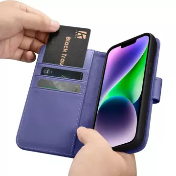 iCarer Wallet Case 2in1 Cover iPhone 14 Plus Anti-RFID Leder Flip Case Hellviolett (WMI14220727-LP)